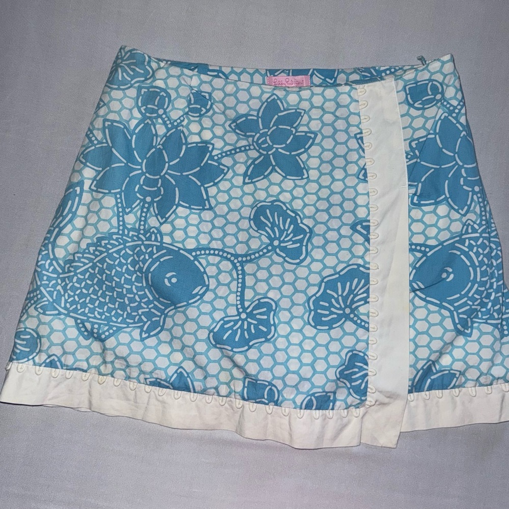Lilly Pulitzer Blue and White Mini Skirt